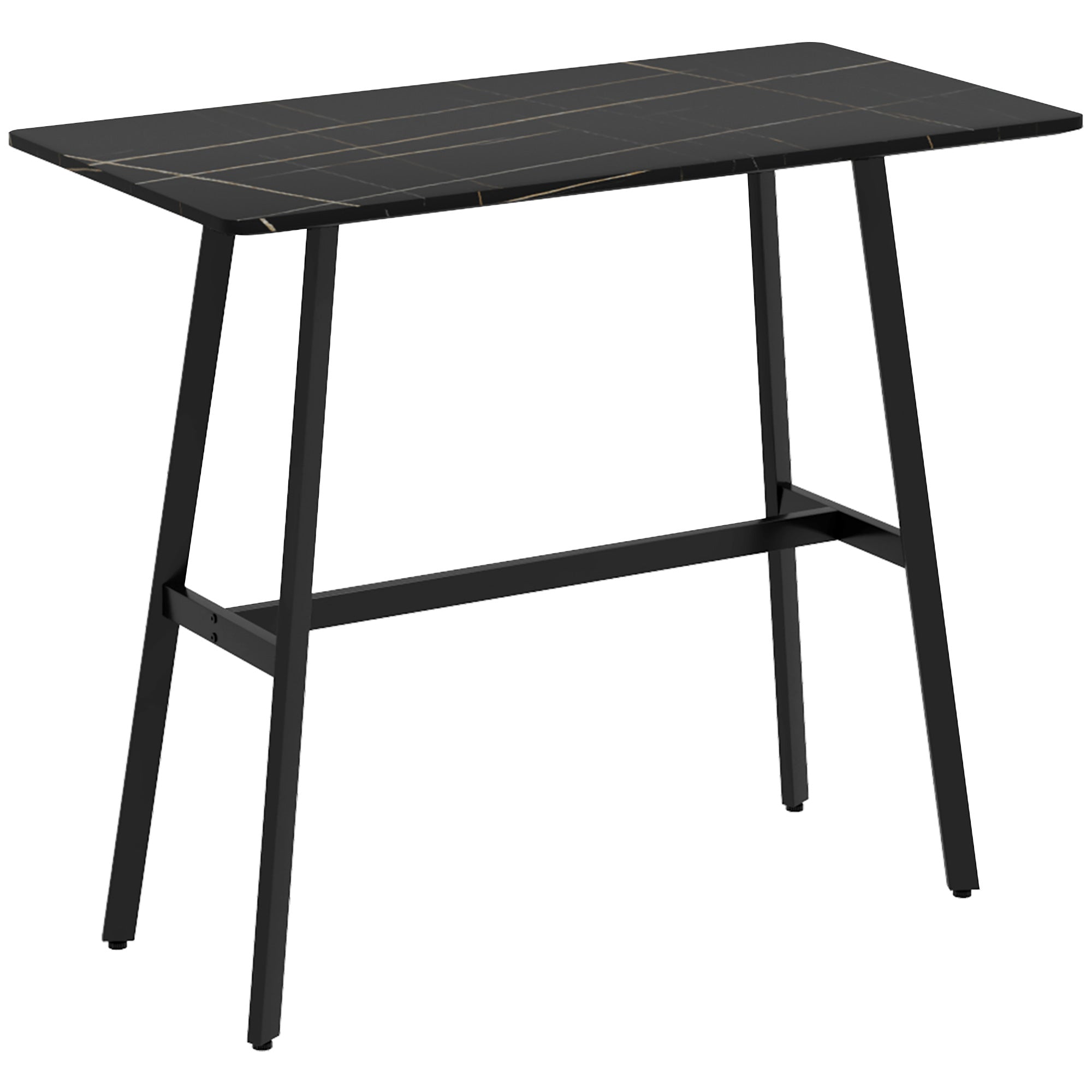 Tavolo Bar Rettangolare Alto 118x58x98 cm in MDF e Metallo Nero
