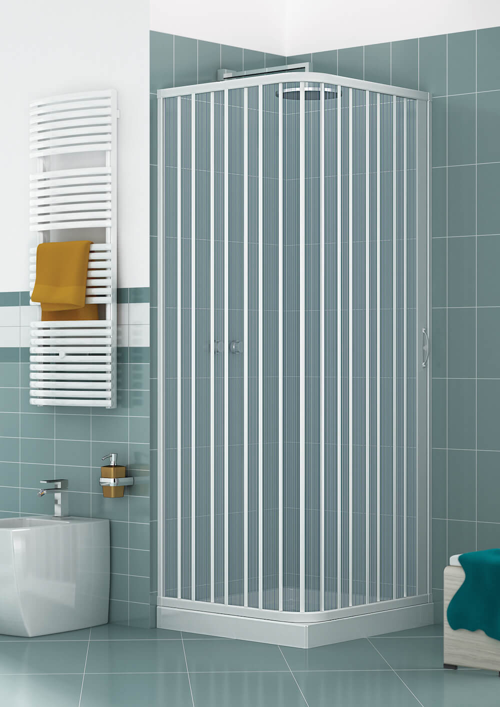 Box Doccia Angolare 80x80 cm 1 Anta a Soffietto in PVC H185 Caldoni Manen Bianco...