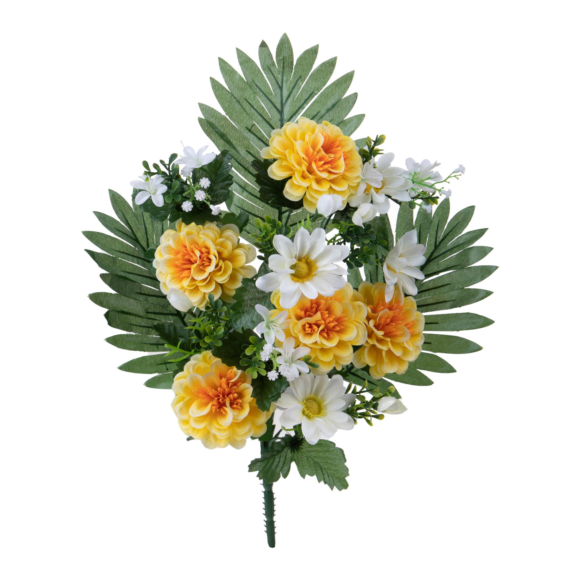 Image of Set 3 Fiori Artificiali Frontale Dalia Margherita per 12 fiori 49 cm