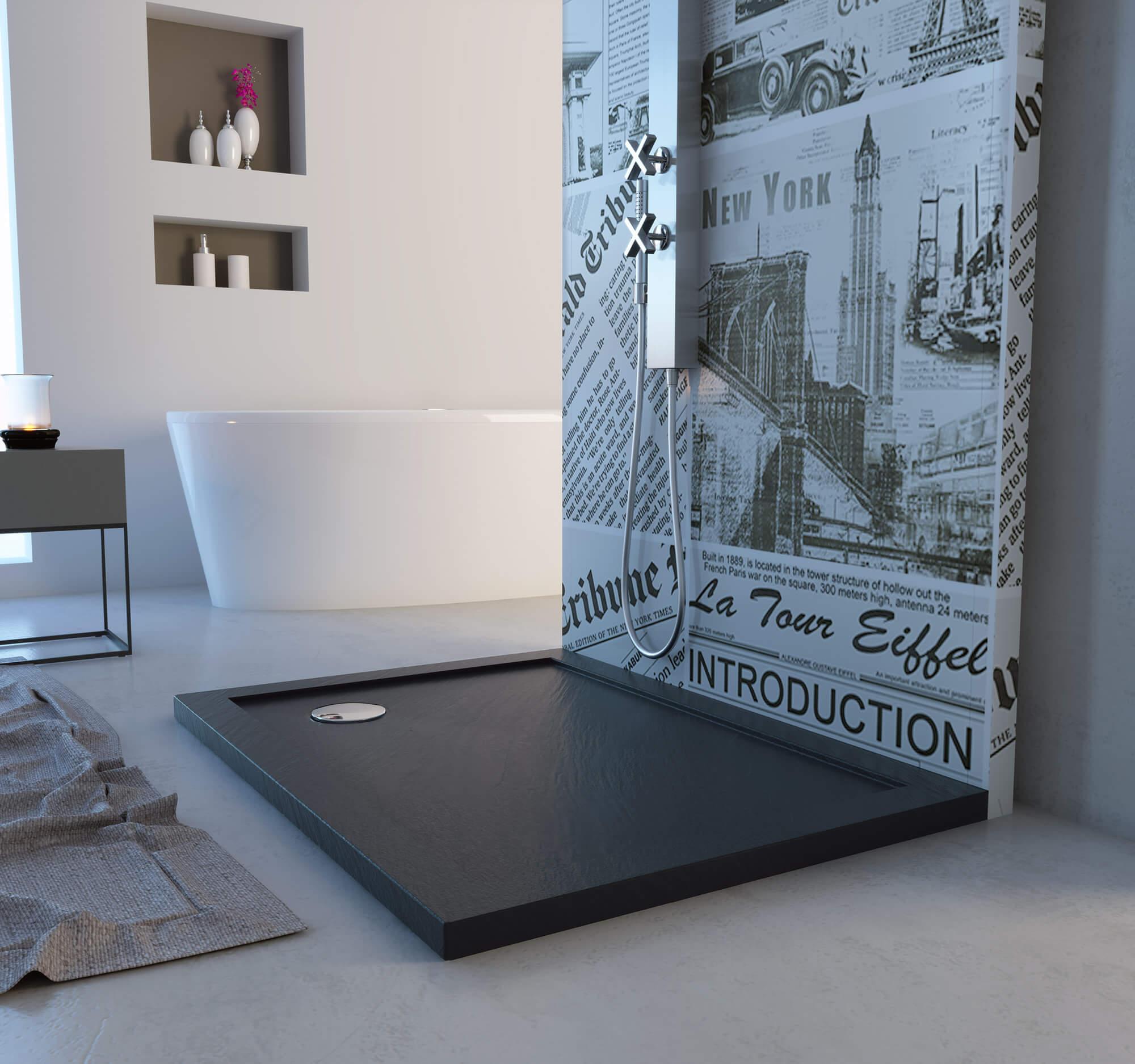Piatto Doccia 80x80 cm in Acrilico Fosterberg Floret 2 Antracite...