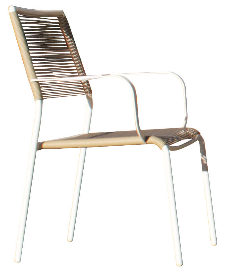 Sedia da Giardino 61x56x86 cm in Acciaio e Rattan Sintetico Bianco e Beige...