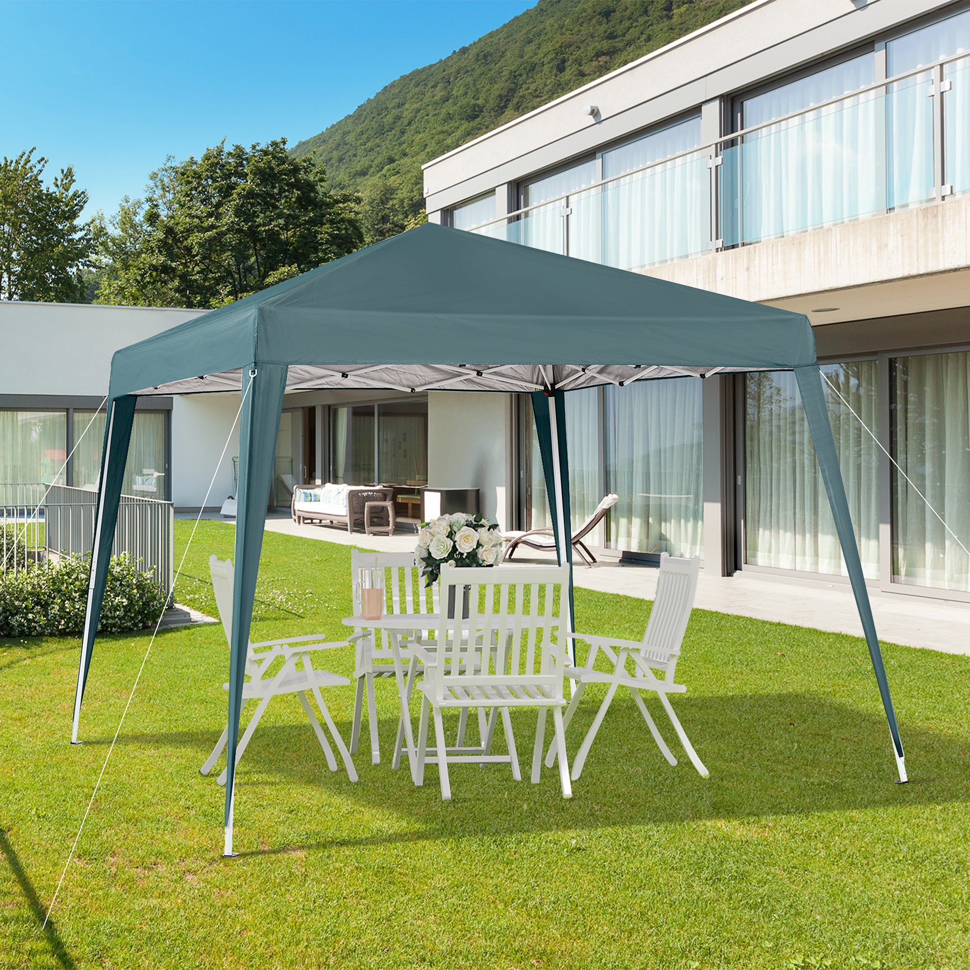 Gazebo da Giardino Pieghevole 297x297x250 cm in Acciaio e Tessuto Oxford Verde...