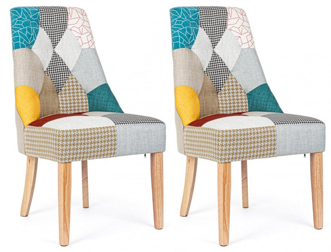 Image of Set 2 Sedie 51x62x93 cm in Tessuto Patchwork