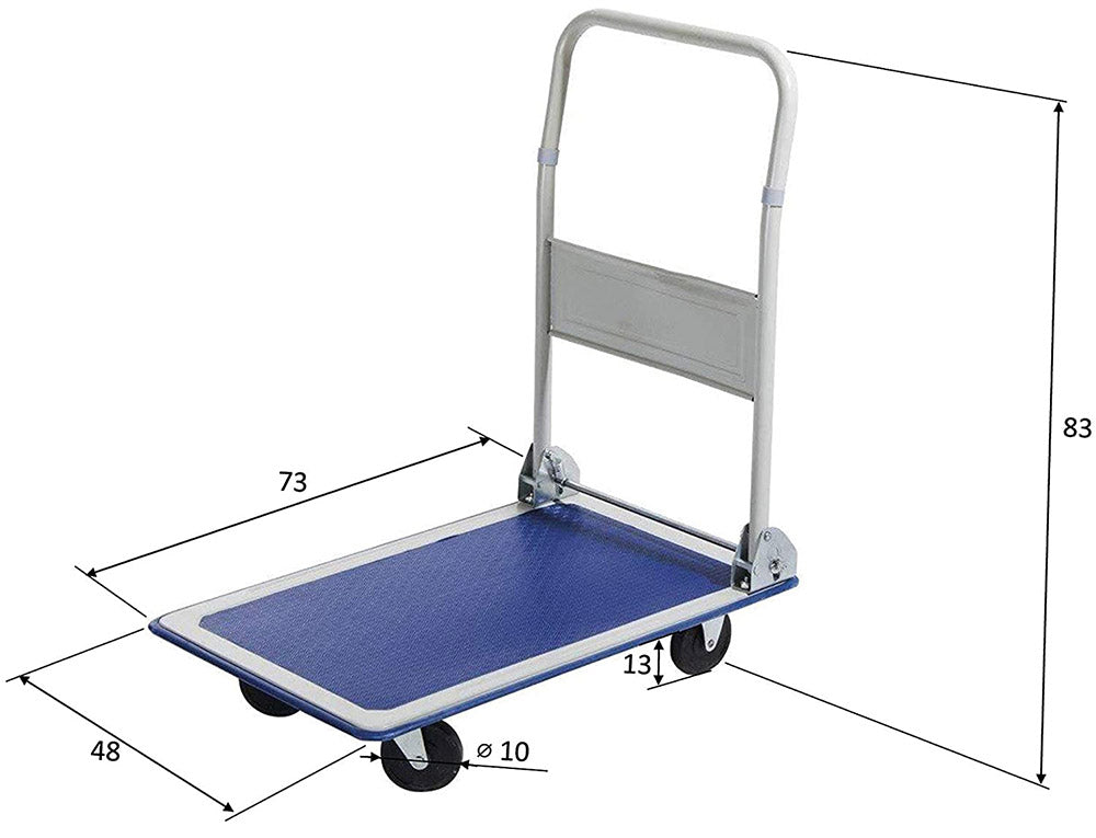 Carrello Pieghevole da Trasporto 150 Kg in Acciaio Blu...