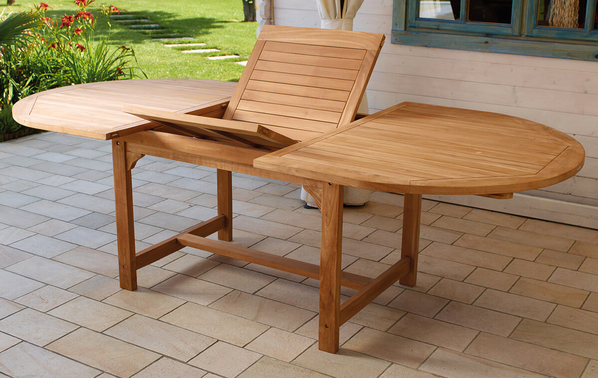Tavolo Ovale Allungabile da Giardino 240x120 cm in Legno Teak Vorghini Alicudi...