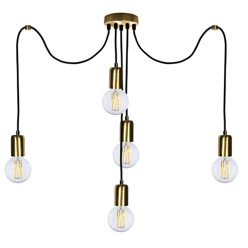 Image of Sospensione 5xE27 3Mt Montatura Oro Satinato E-Energy Elaide