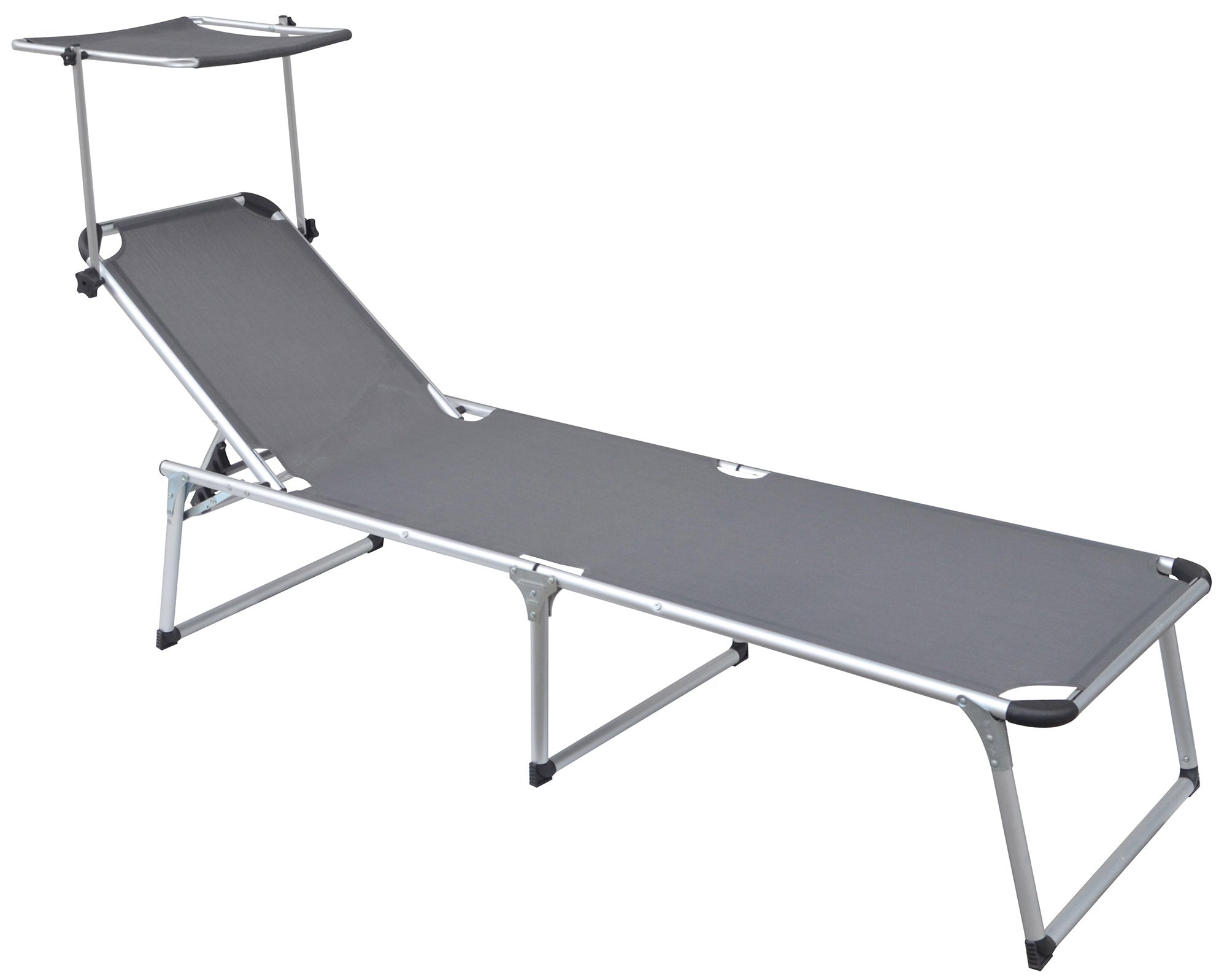 Set 2 Lettini Prendisole da Giardino Pieghevole 220x59x39 cm in Alluminio e Textilene Grigio...