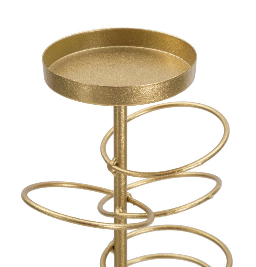 Portacandele Rings 14x13x50,5 cm in Ferro e Marmo Oro e Bianco...