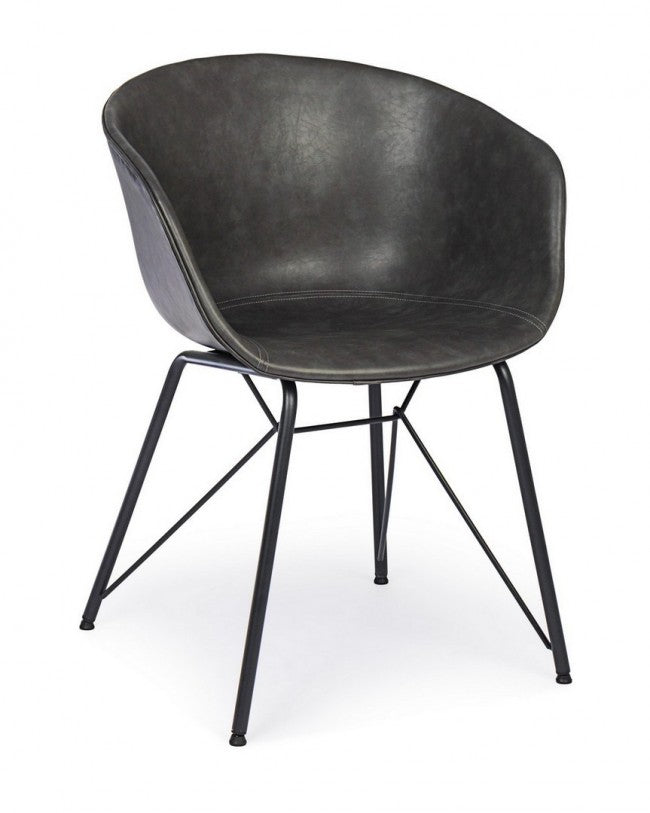 Image of Sedia Warhol Antracite Vintage in Similpelle Antracite