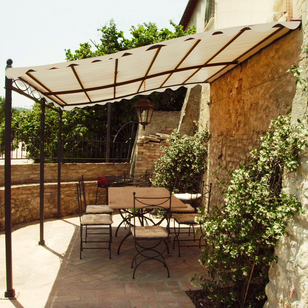 Gazebo Pergola Addossato 3x4 m in Acciaio Antracite...