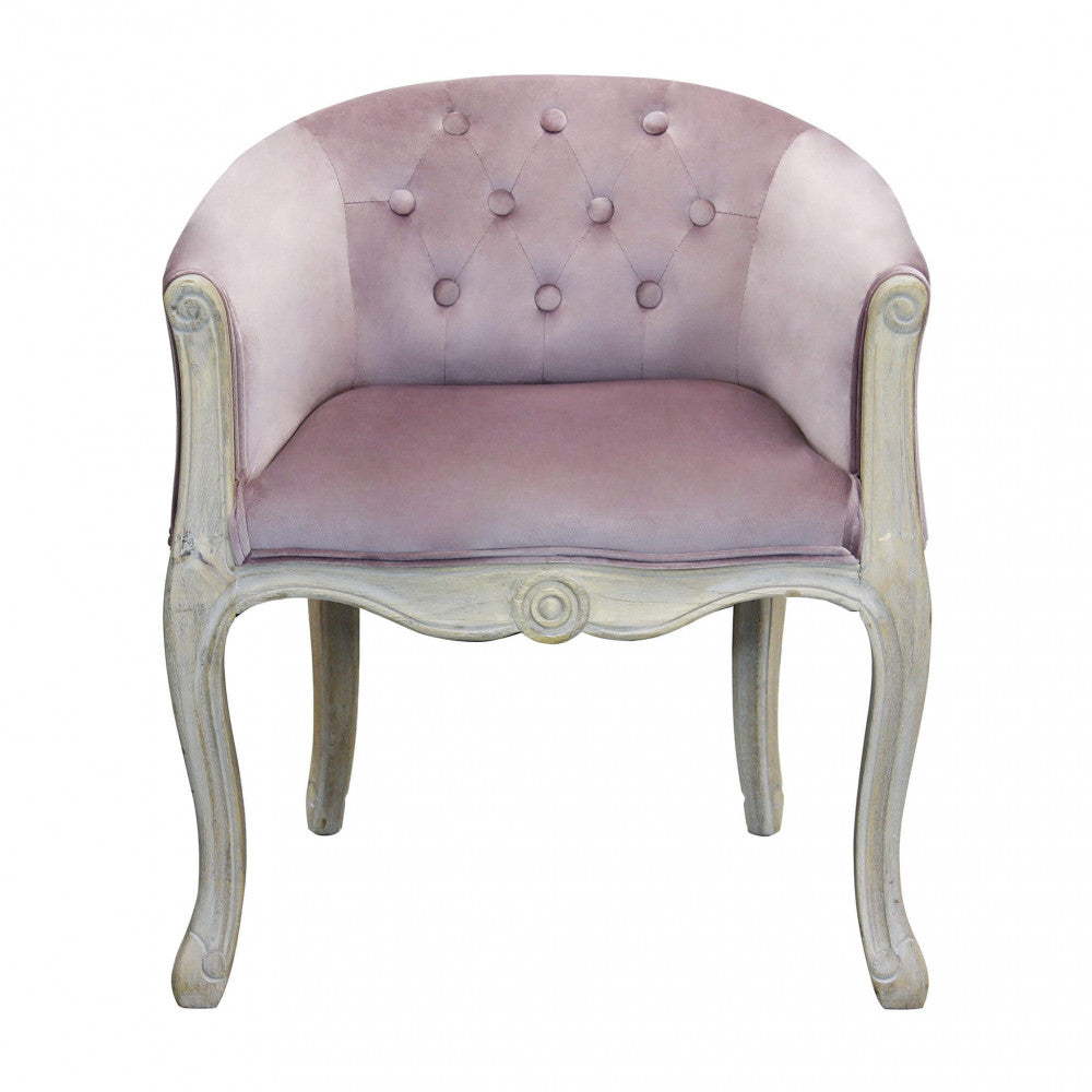 Poltrona Coreen in Velluto Rosa 61x61x71 h cm in Legno Rosa...