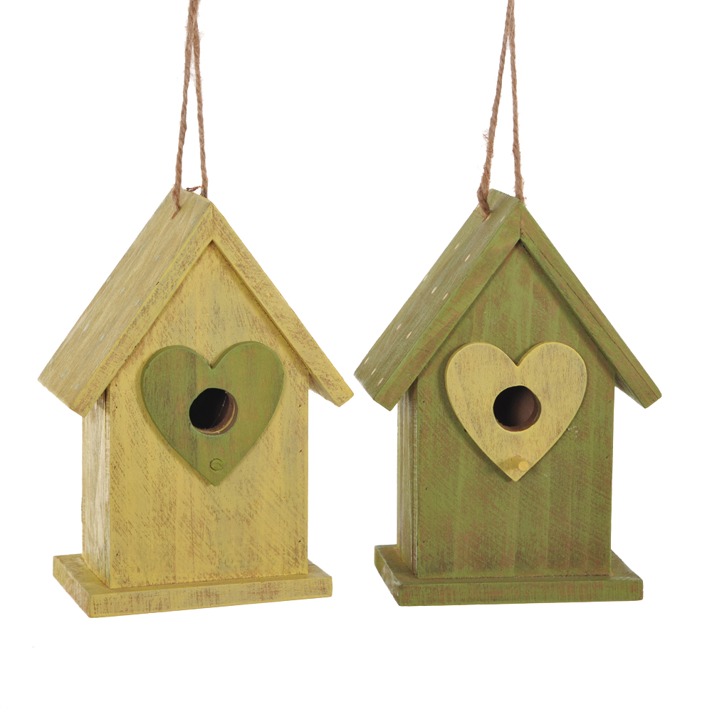 Image of Set 4 Casette per Uccelli da Appendere in Legno H 16 cm